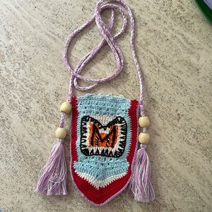 MOTHER denim crocheted phone pouch. Brand new.